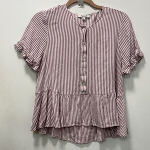 MADEWELL PINK STRIPED BLOUSE.